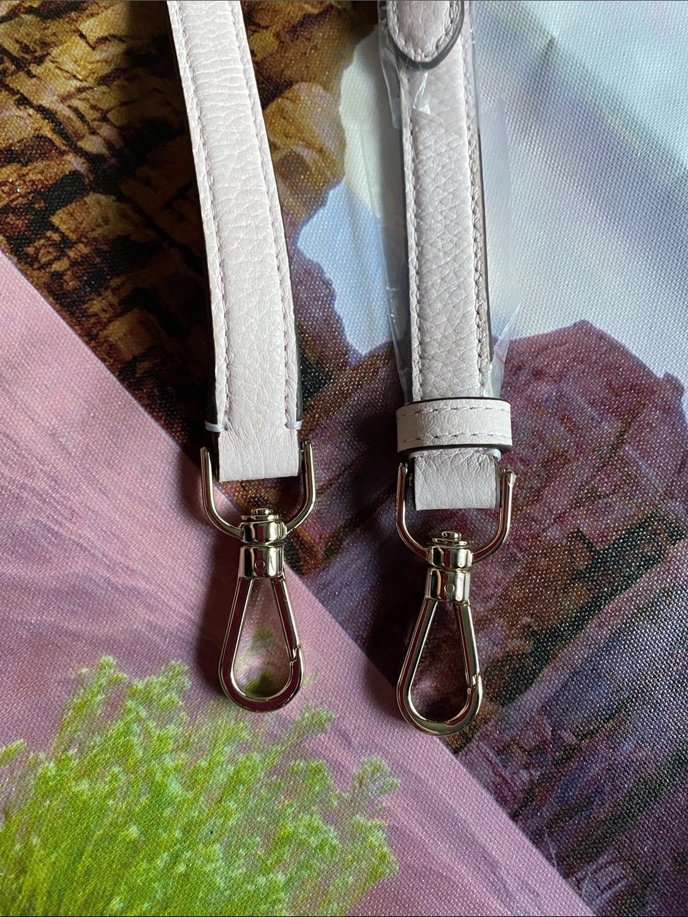 NWOT kate spade pale pink leather bag strap with gold hardware
